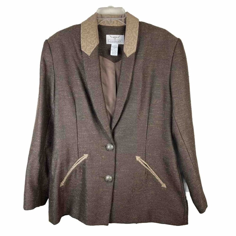 Lafayette 148 Brown Metallic Blazer with Contrast Trim